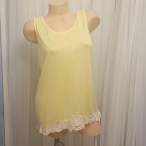 Charming Charlie's Yellow Crochet Tunic Top Size M